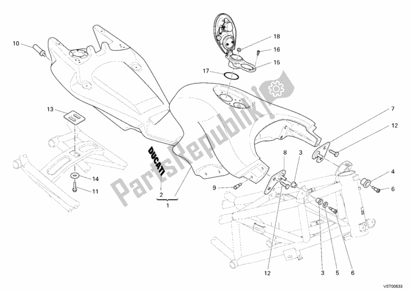 Toutes les pièces pour le Réservoir D'essence du Ducati Multistrada 620 USA 2006